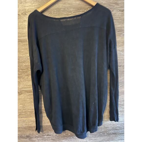 EILEEN FISHER Medium 100% Linen long sleeve Womens T-Shirt Top Chartreuse Blue - Picture 4 of 10